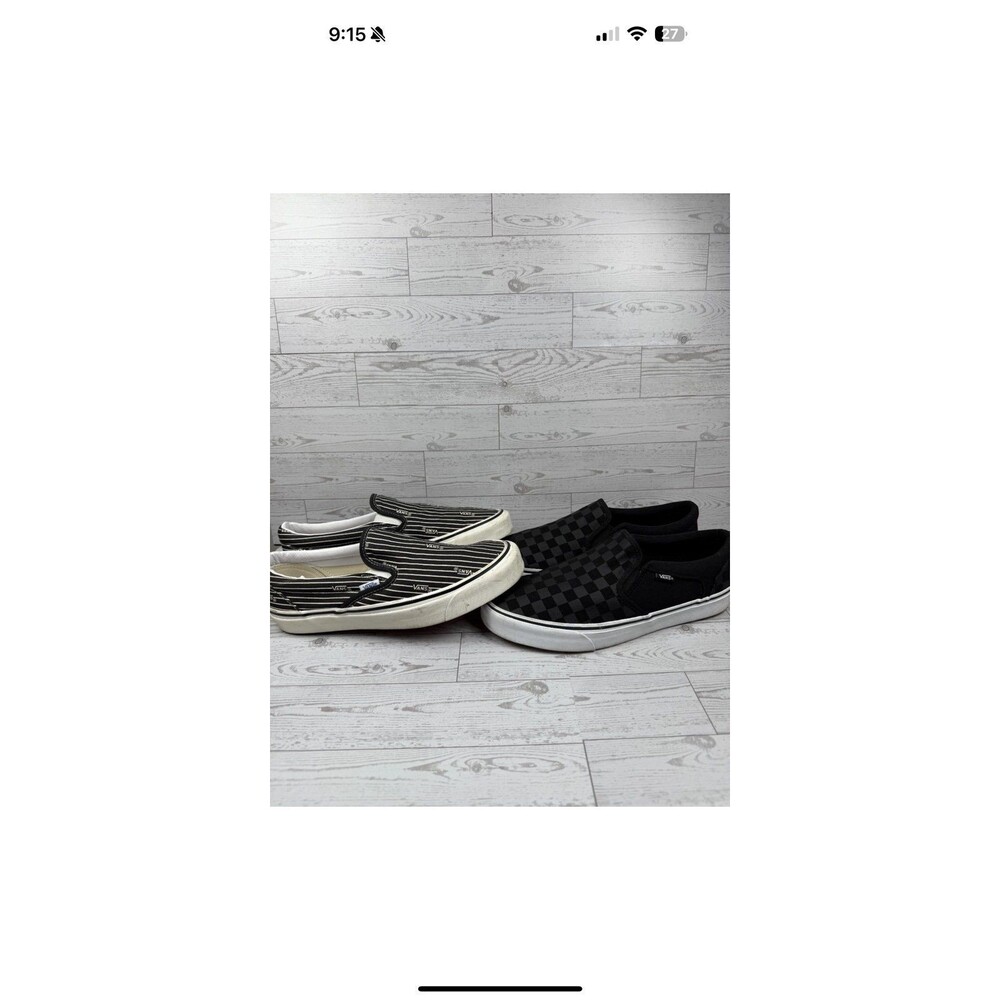 2 Pairs! Vans Mens Size 11 Shoes Black Slip On Casual Comfort Sneakers